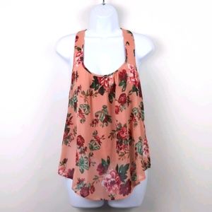 Ambiance-Pink with flowers spring, summer tank top